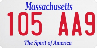 MA license plate 105AA9