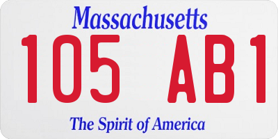 MA license plate 105AB1