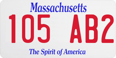 MA license plate 105AB2