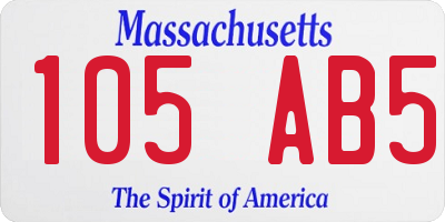 MA license plate 105AB5