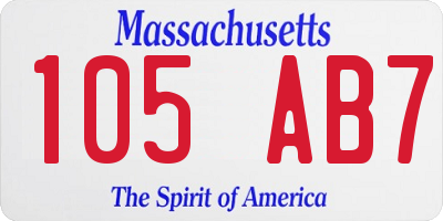 MA license plate 105AB7