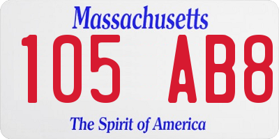 MA license plate 105AB8