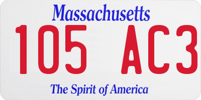 MA license plate 105AC3