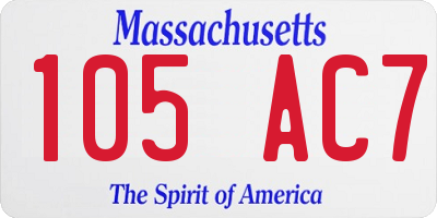 MA license plate 105AC7