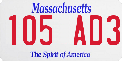 MA license plate 105AD3