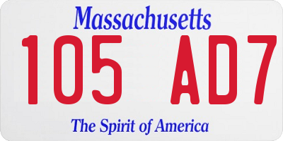 MA license plate 105AD7