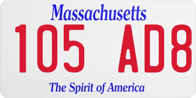 MA license plate 105AD8