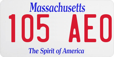 MA license plate 105AE0