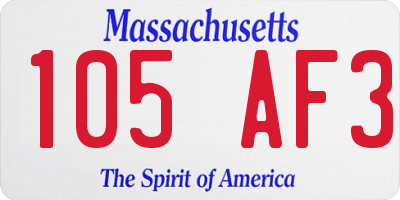 MA license plate 105AF3