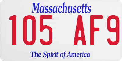 MA license plate 105AF9