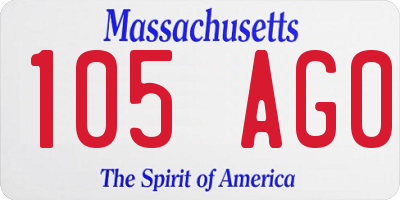 MA license plate 105AG0