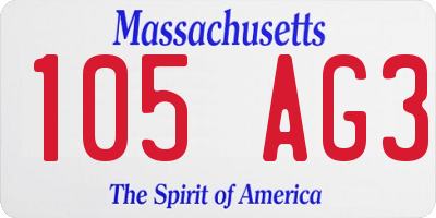 MA license plate 105AG3