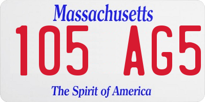 MA license plate 105AG5
