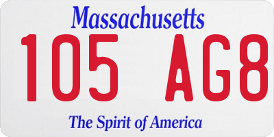 MA license plate 105AG8