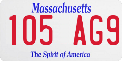 MA license plate 105AG9