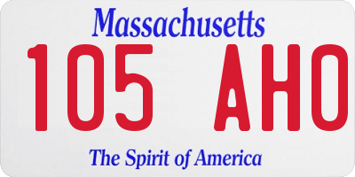 MA license plate 105AH0