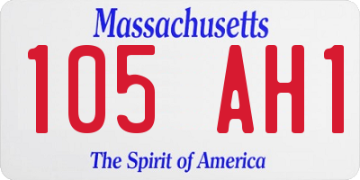 MA license plate 105AH1