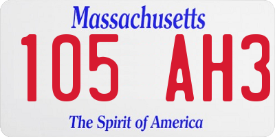 MA license plate 105AH3
