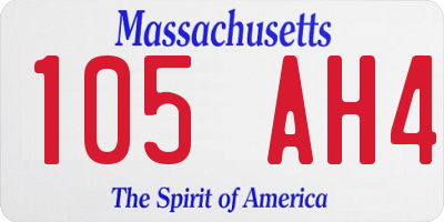 MA license plate 105AH4