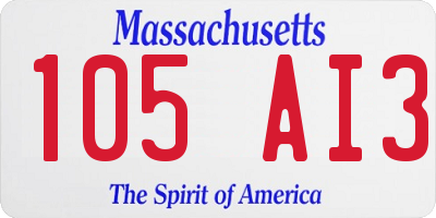 MA license plate 105AI3