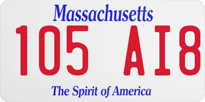 MA license plate 105AI8