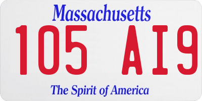 MA license plate 105AI9