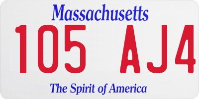 MA license plate 105AJ4
