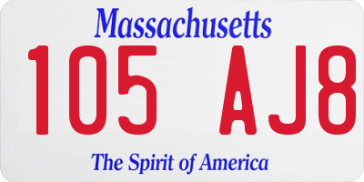 MA license plate 105AJ8