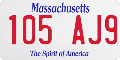 MA license plate 105AJ9