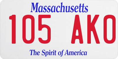 MA license plate 105AK0