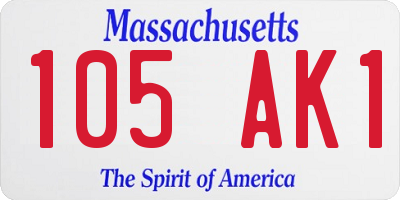 MA license plate 105AK1