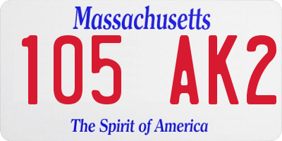 MA license plate 105AK2