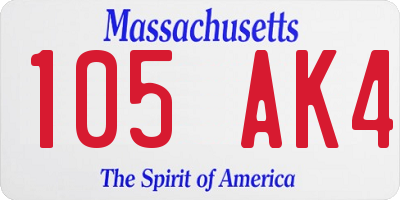 MA license plate 105AK4