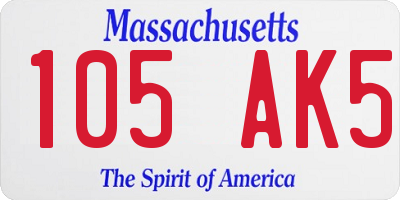 MA license plate 105AK5
