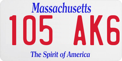 MA license plate 105AK6