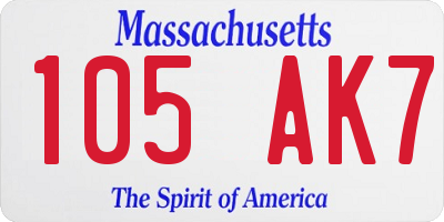 MA license plate 105AK7