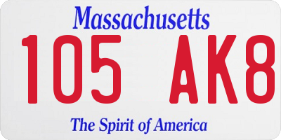 MA license plate 105AK8