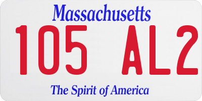 MA license plate 105AL2