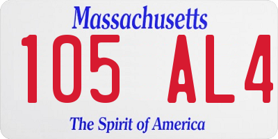 MA license plate 105AL4