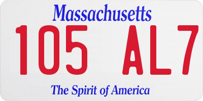 MA license plate 105AL7