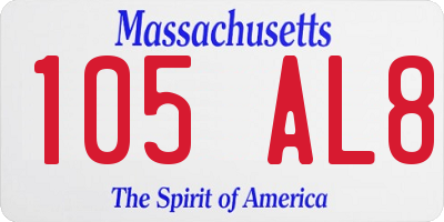 MA license plate 105AL8