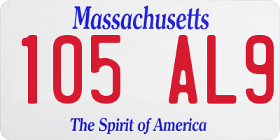 MA license plate 105AL9