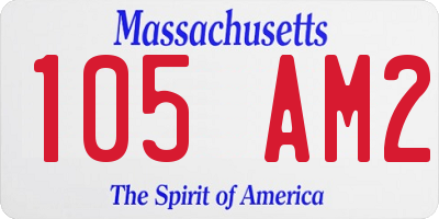 MA license plate 105AM2