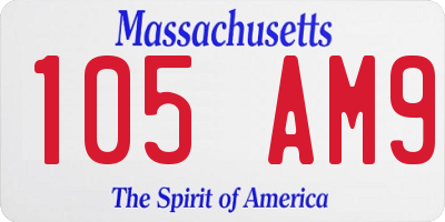 MA license plate 105AM9