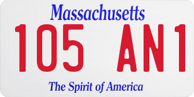 MA license plate 105AN1