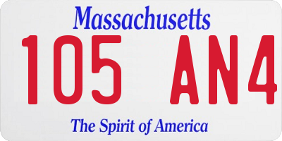 MA license plate 105AN4