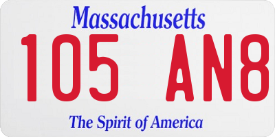 MA license plate 105AN8