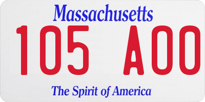 MA license plate 105AO0