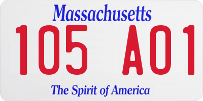 MA license plate 105AO1