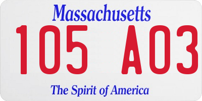 MA license plate 105AO3